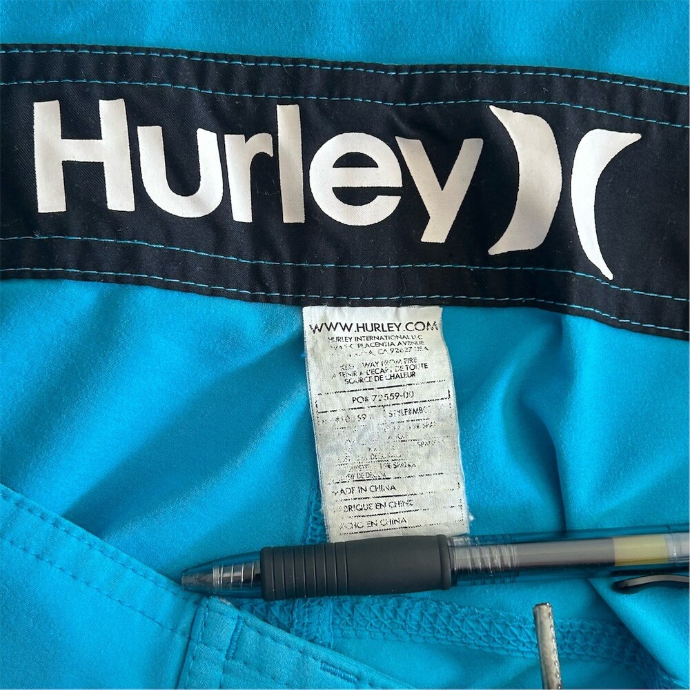 Hurley Phantom Men's Boardshorts Blue Solid Surf Swim Trunks One Size - Picture 2 of 5